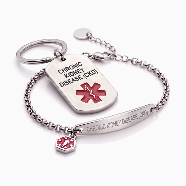 Chronic Kidney Disease (CKD) Bracelet & Keychain Set