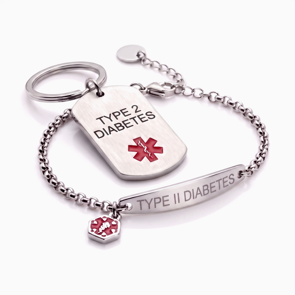 Type 2 Diabetes Bracelet & Keychain Set