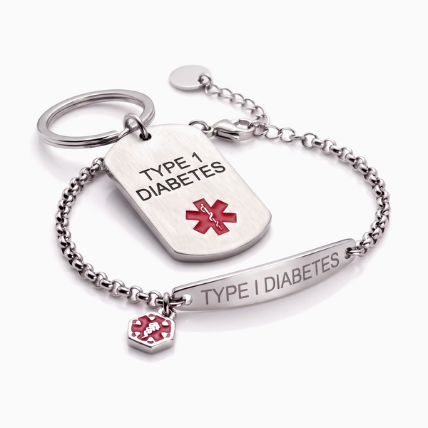 Type 1 Diabetes Bracelet & Keychain Set