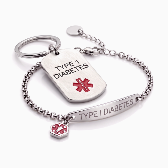 Type 1 Diabetes Bracelet & Keychain Set