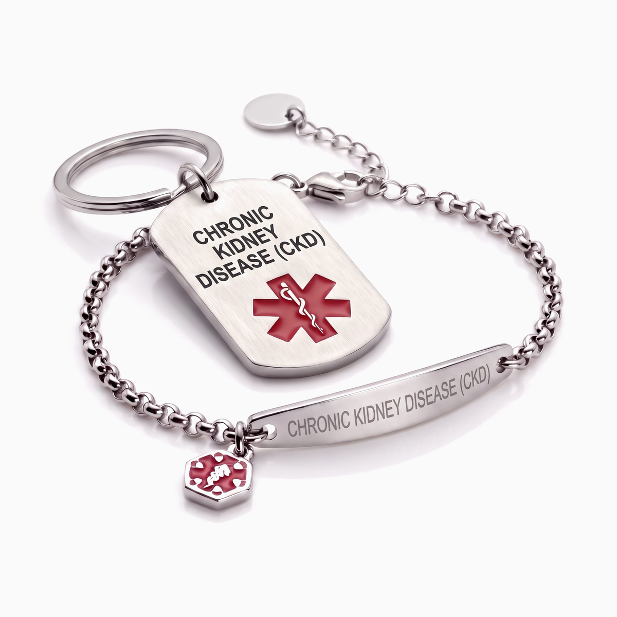 Chronic Kidney Disease (CKD) Bracelet & Keychain Set